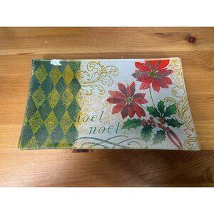 Noel Poinsettia Glass Tray by Great American In Box 9 x 6 plate In Original Box